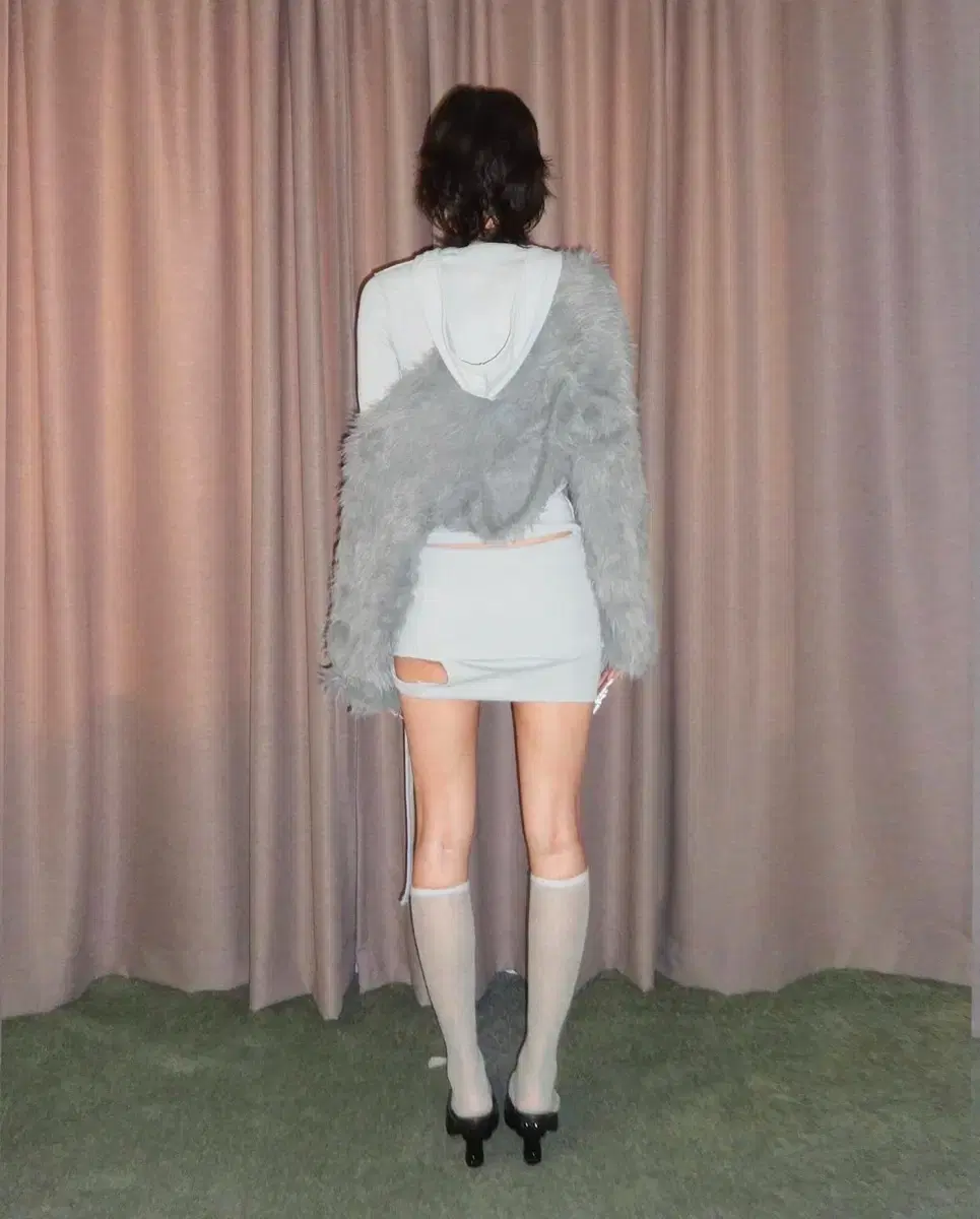 Bonnae Fur knit bolero (Gray)